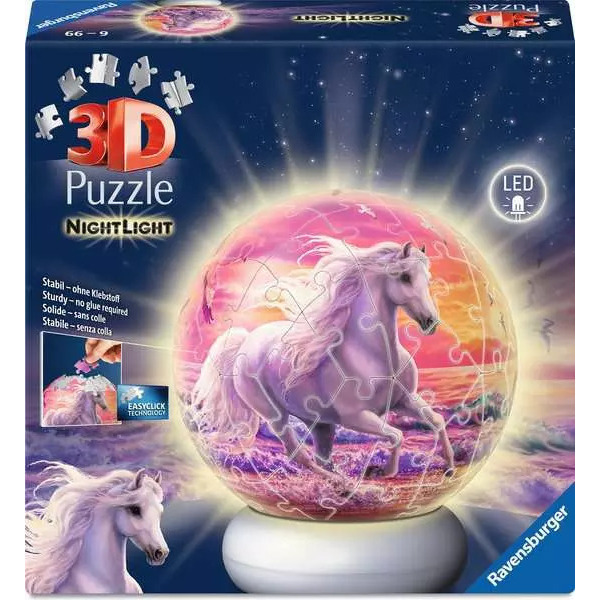 Puzzle 3D lumineux 72 pièces - Chevaux à la plage