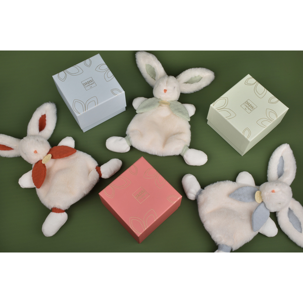 Lapin bonbon - Doudou bleu gris