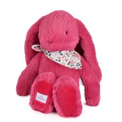 Peluche à câliner lapin fushia avec bandana