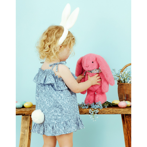 Peluche à câliner lapin corail avec bandana