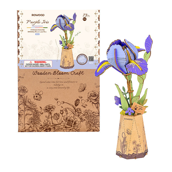 Puzzle 3D en bois - Iris violet (73 pièces)