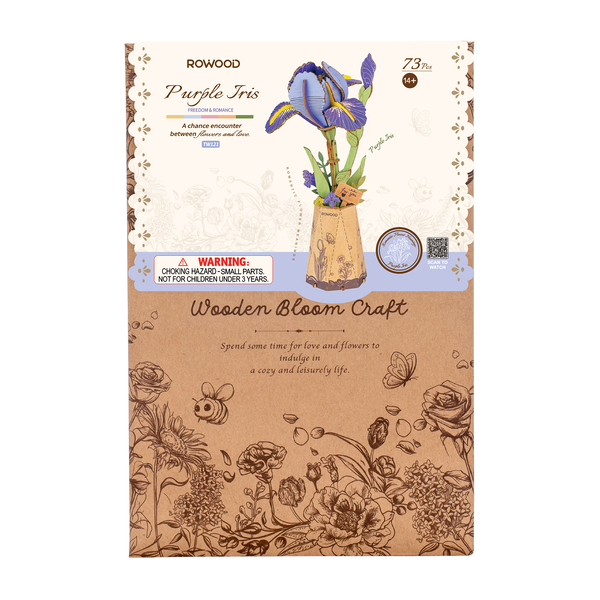 Puzzle 3D en bois - Iris violet (73 pièces)