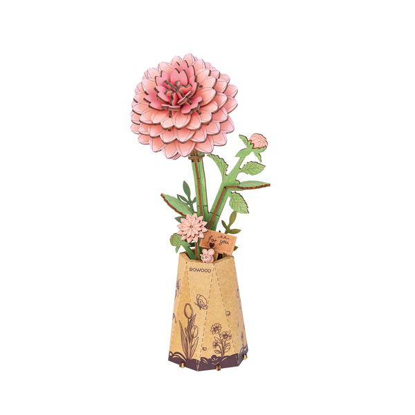 Puzzle 3D en bois - Dahlia rose (93 pièces)