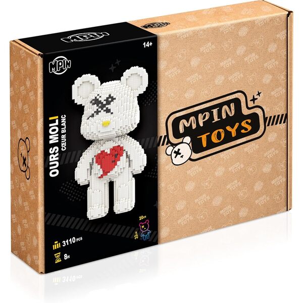 Maquette M Blocks - Ours Moli cœur blanc (3110 pièces)