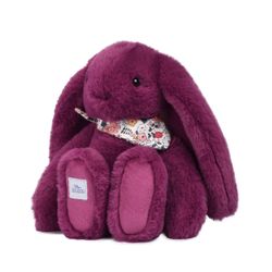 Peluche à câliner lapin prune avec bandana