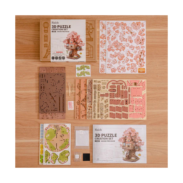 Puzzle 3D en bois - Sakura Tree House (535 pièces)