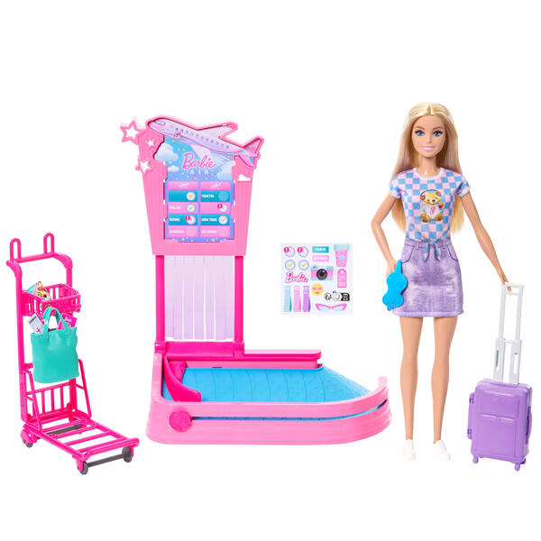 Poupée Barbie et tapis à bagages