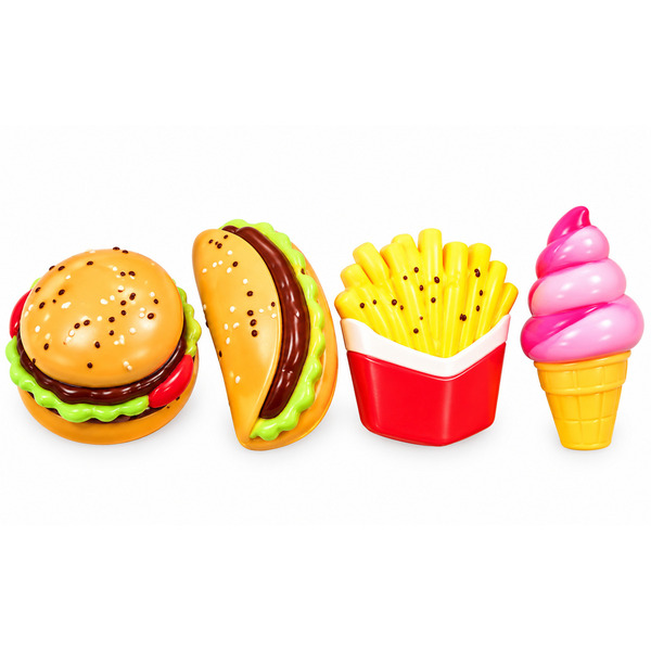 Squishy anti-stress Burger frites 7cm (modèle aléatoire)