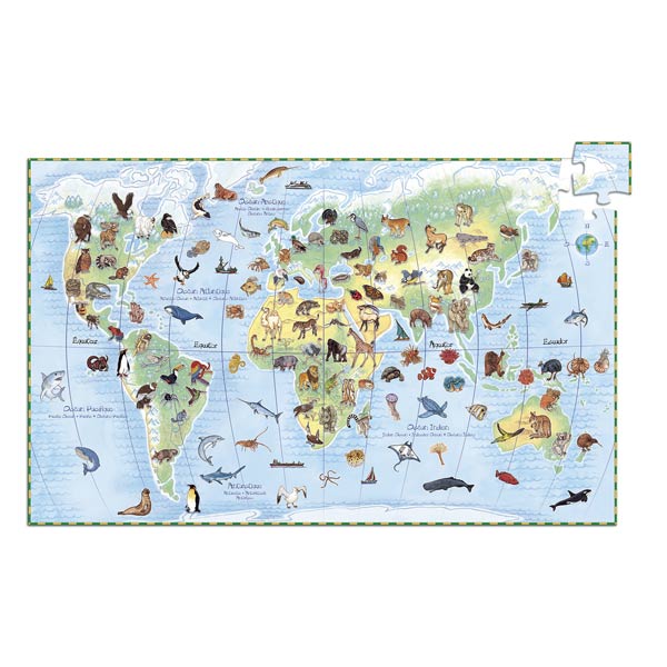 Puzzle observation animaux du monde 100 pièces