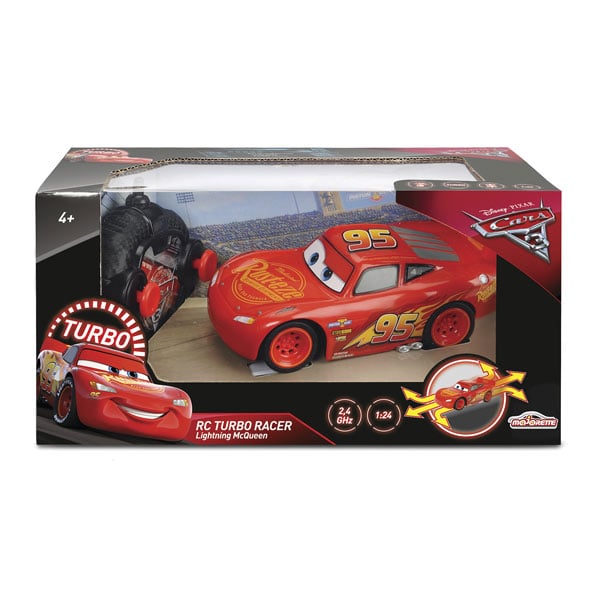 Voiture RC Flash McQueen 1/24ème Cars 3 Majorette + Fonction Turbo