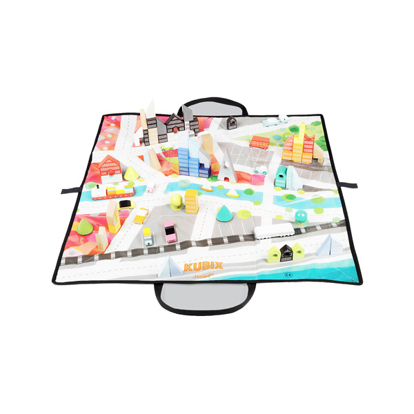 Kubix-70 cubes en bois et tapis de jeu 