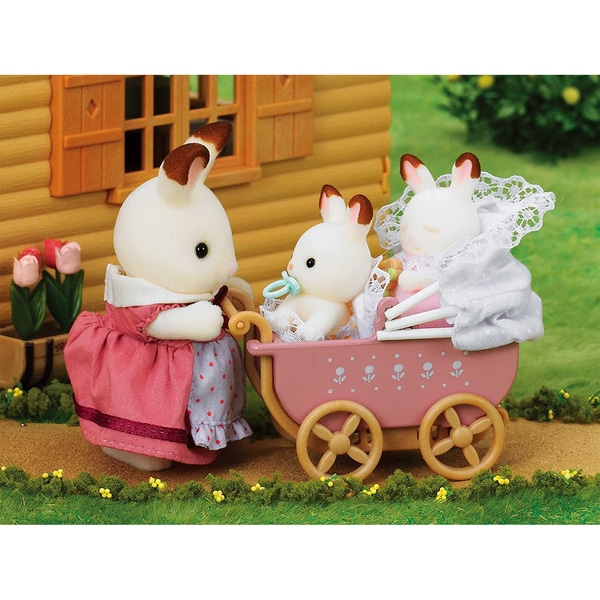 Sylvanian Families - 5018 - Jumeaux lapin chocolat et poussette double