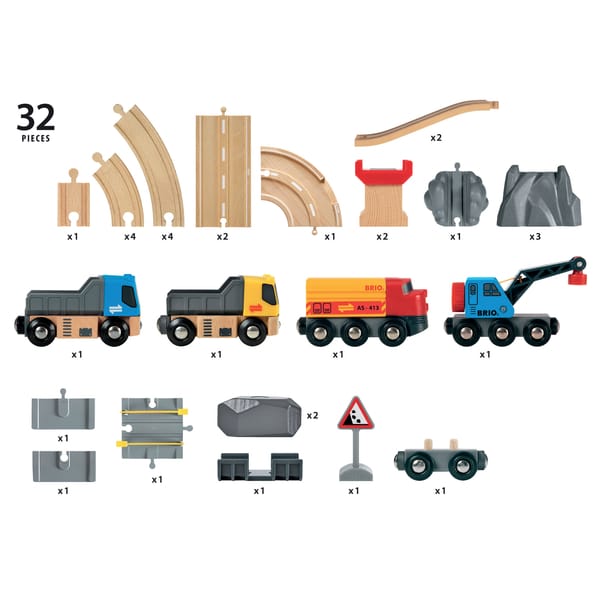 BRIO World 33210 - Circuit rail route transport de roches