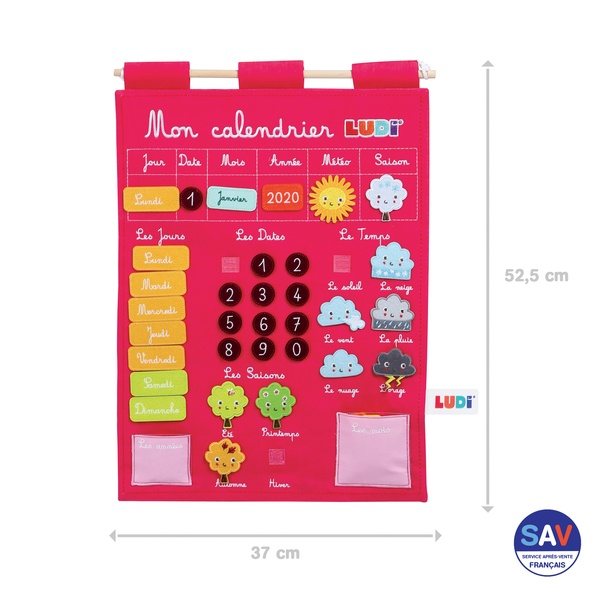 Calendrier tissu rose