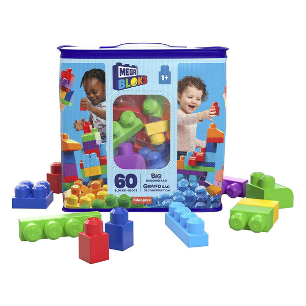 Grand sac de construction Mega Bloks 60 briques - Bleu