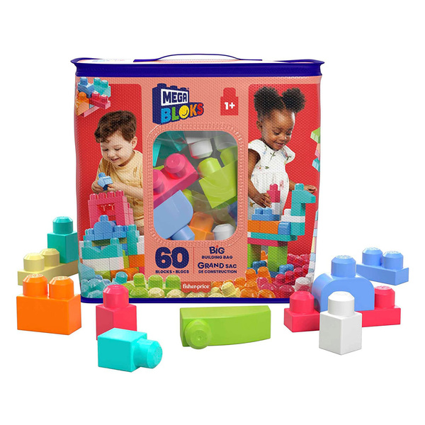 Grand sac de construction Mega Bloks 60 briques - Rose