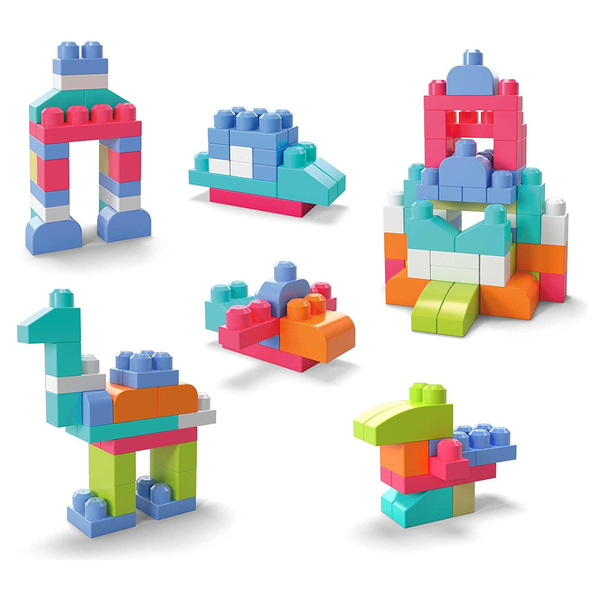 Grand sac de construction Mega Bloks 60 briques - Rose