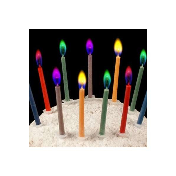 12 bougies flammes de couleur