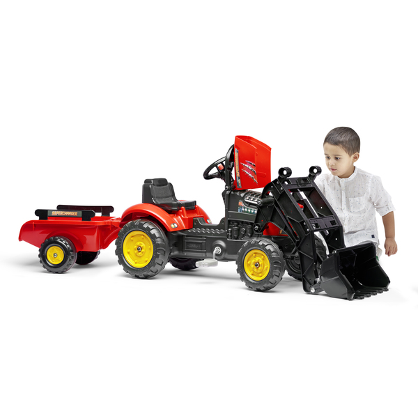 Tracteur à pédales SuperCharger avec pelle et remorque