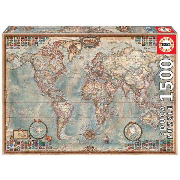 Puzzle 1500 pièces, carte politique du monde