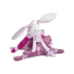 Doudou Attache Sucette Lapin Cerise – Rose – 17 cm