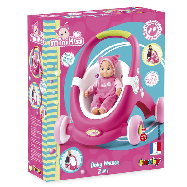 Poussette Smoby Poussette Porteur Minikiss Baby Walker Porteur