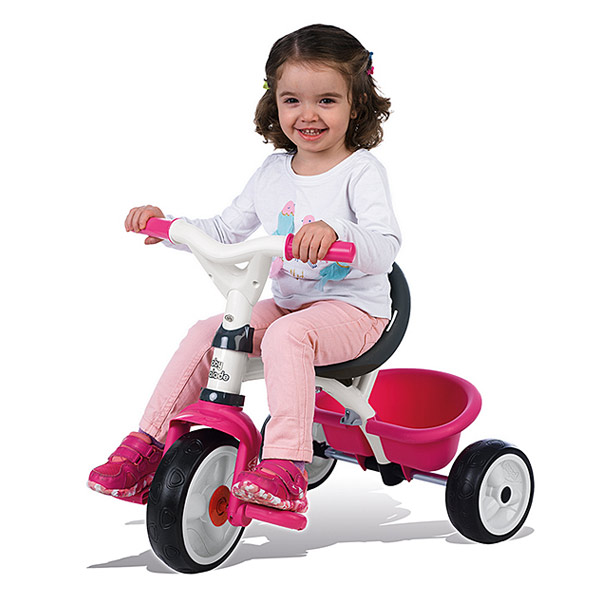 Tricycle Evolutif Baby Balade 2 Roues Silencieuses Rose Smoby King