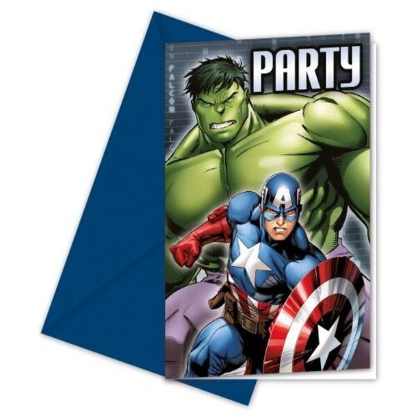 Avengers - 6 invitations et enveloppes