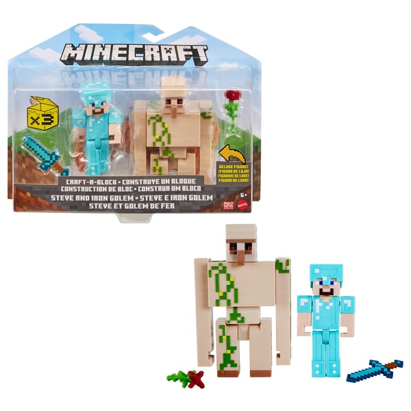 Minecraft - Pack 2 mini figurines Steve et Golem de fer