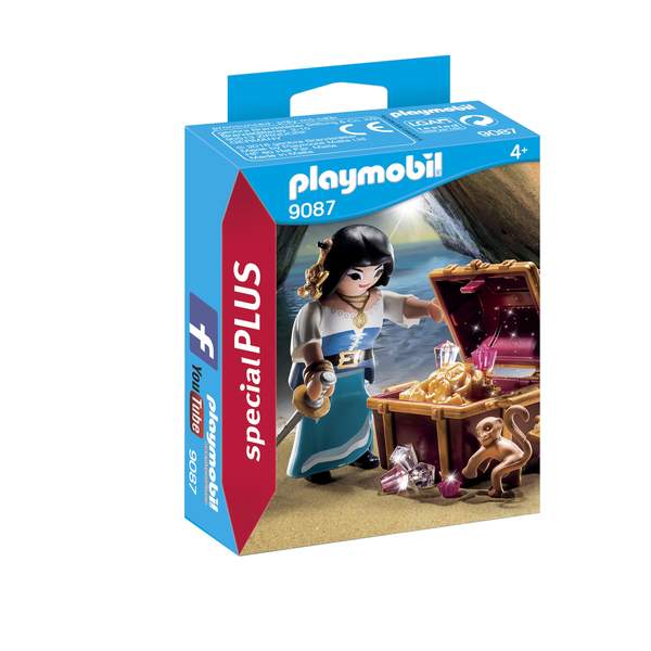 9087-Figurine flibustière avec trésor Playmobil