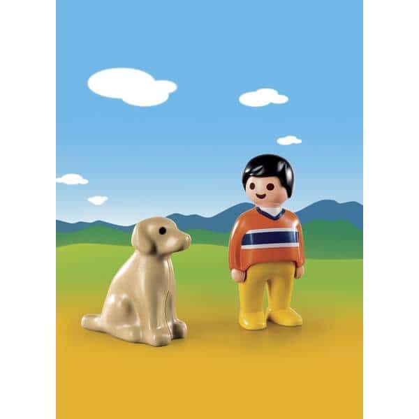 9256 - Playmobil 1.2.3 Figurine garçon avec chien 