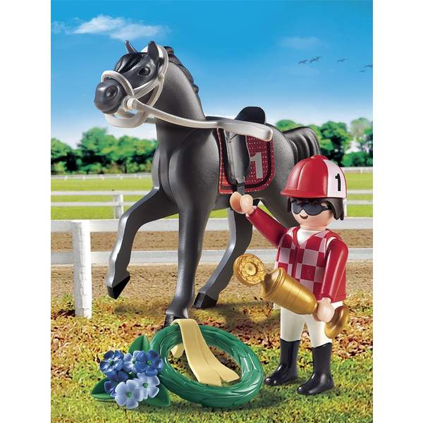 9261-Figurine Jockey avec cheval de course