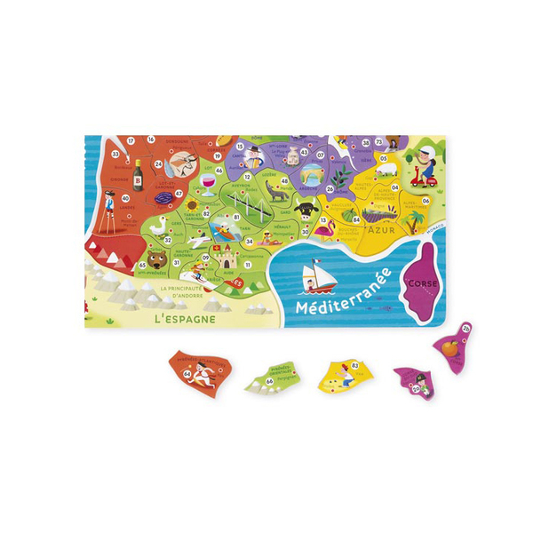 Puzzle France magnétique bois 93 pièces