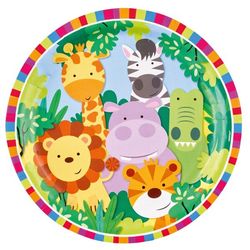 8 Assiettes en carton animaux de la jungle 23cm