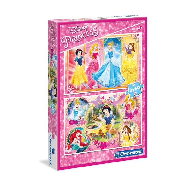 2 puzzles 60 pièces Disney Princesses