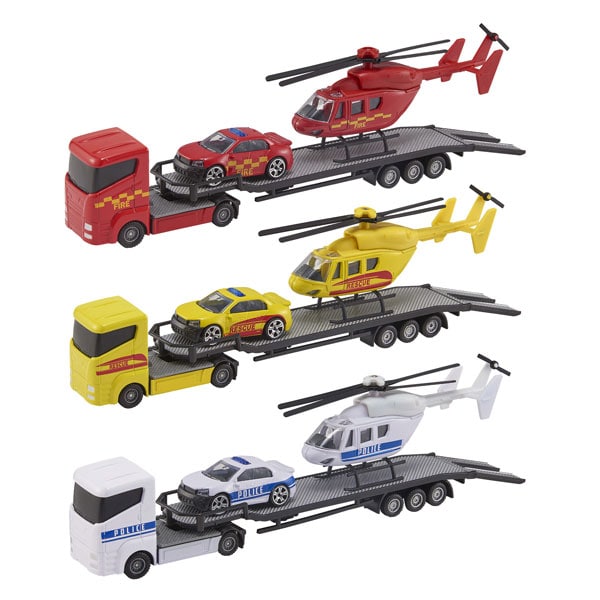 Camion de transport police - voiture et hélicoptère Motor & Co