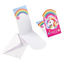 8 invitations licorne + enveloppes