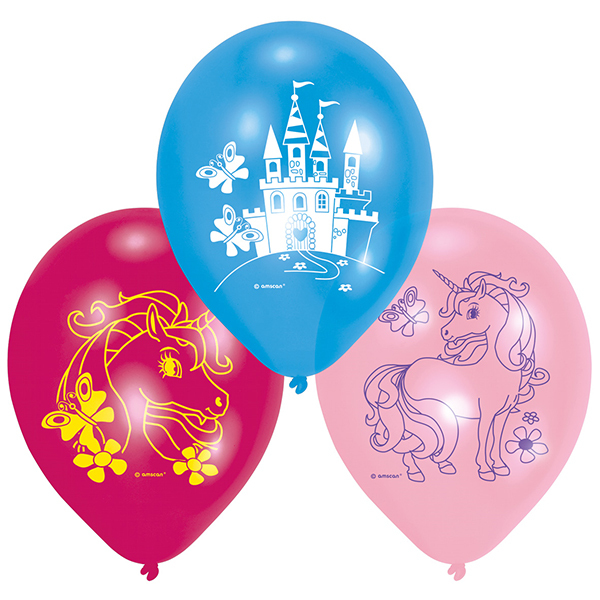 6 Ballons latex Licorne 23 cm