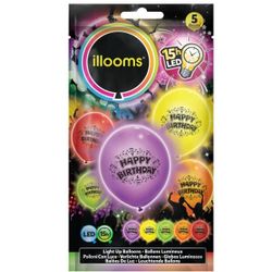 Ballons LED joyeux anniversaire 5 pcs