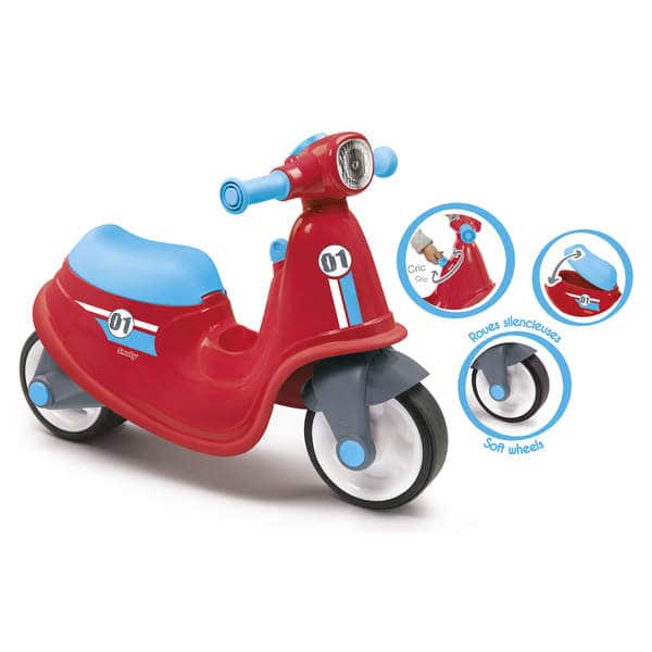 Porteur enfant scooter avec roues silencieuses - rouge