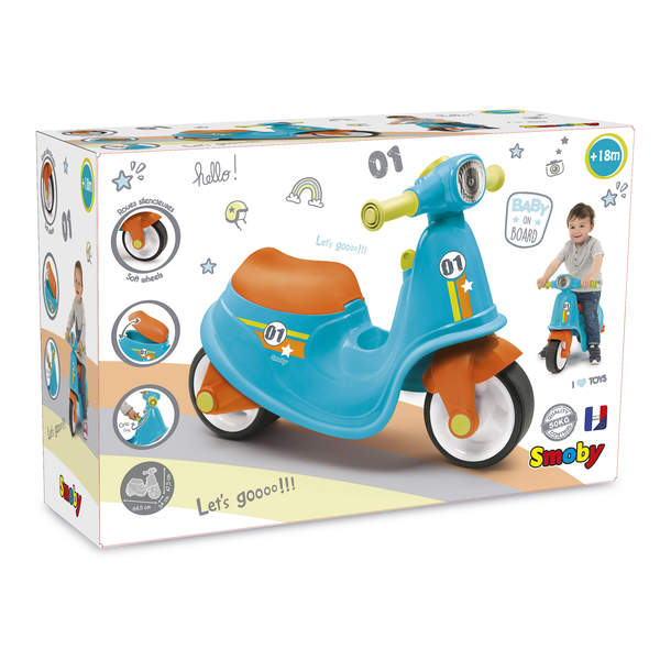 Porteur enfant scooter avec roues silencieuses - bleu 