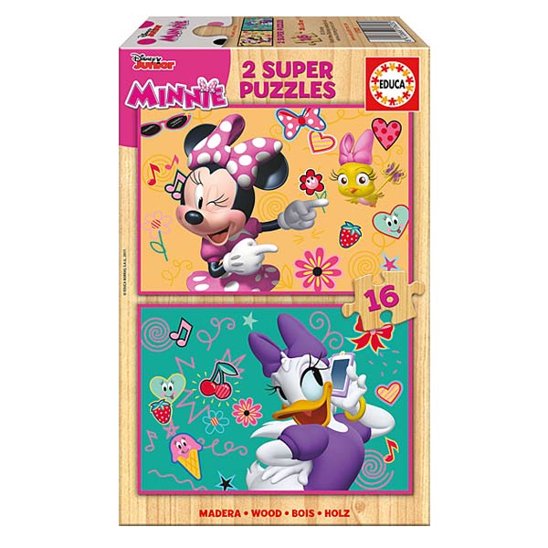 2 puzzles en bois de 16 pièces Minnie