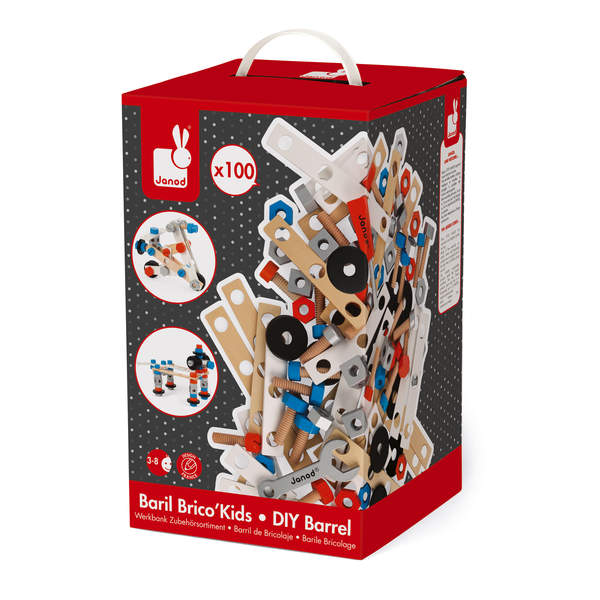 Baril Brico Kids 100 pièces en bois