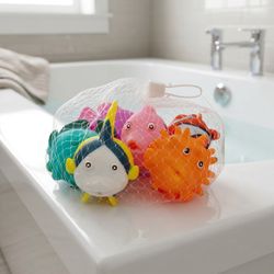 Jouets de bain - Assortiment de 6 pièces avec un filet