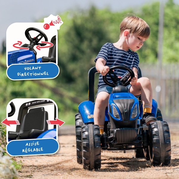 Tracteur à pédales New Holland avec remorque