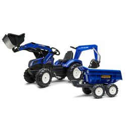 Tracteur New Holland avec excavatrice et benne maxi