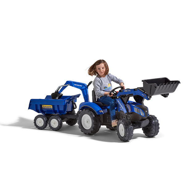 Tracteur New Holland avec excavatrice et benne maxi