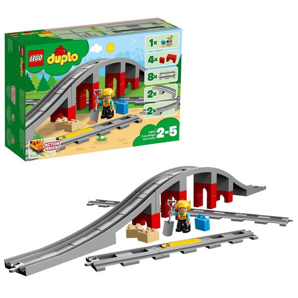 10872 - LEGO® DUPLO Les rails et le pont du train LEGO : King Jouet, 1er  Age LEGO - Jeux de construction