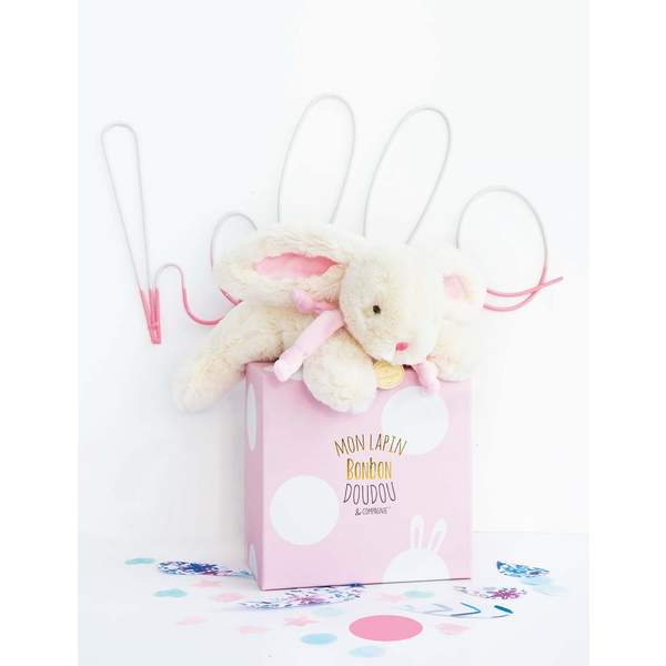 Doudou lapin bonbon rose 25 cm