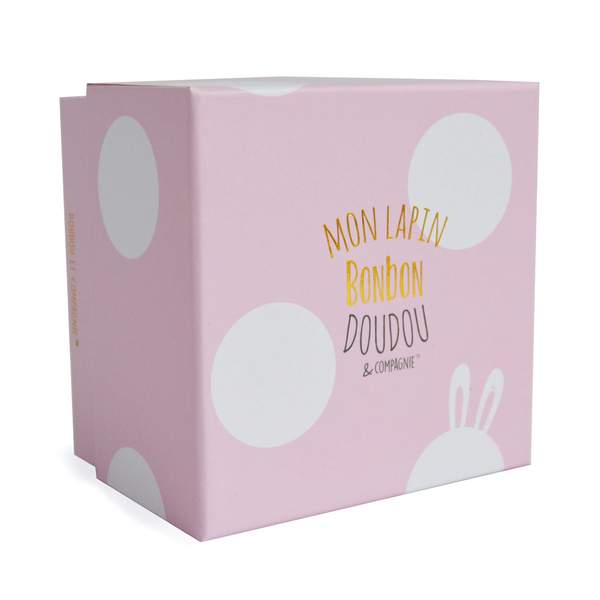 Doudou lapin bonbon rose 25 cm